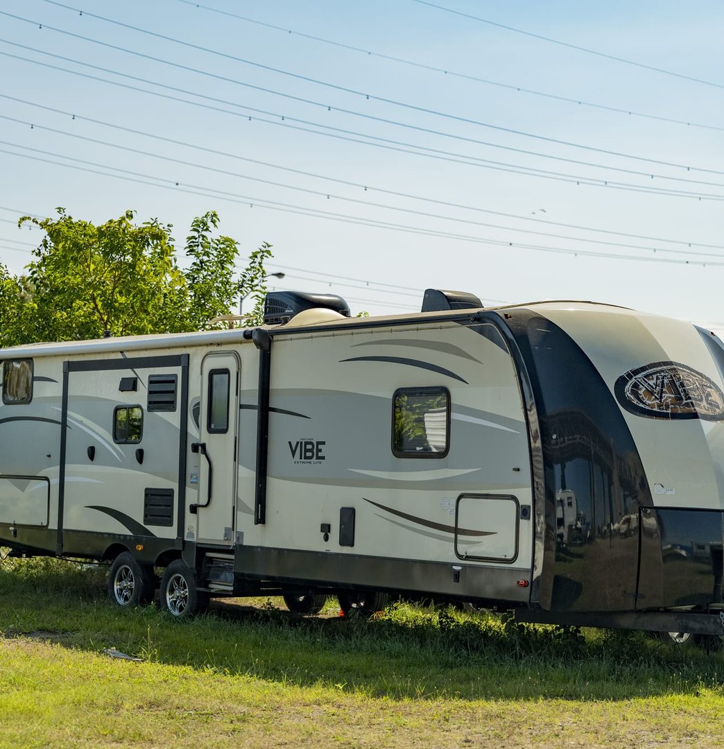 RV in storage lot